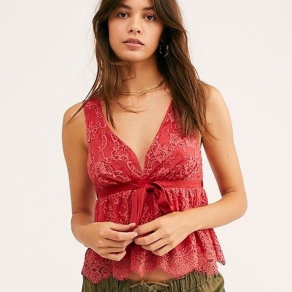 Free People Tops - Free People Chante Lace Tie Tank Top Boho XL NWT